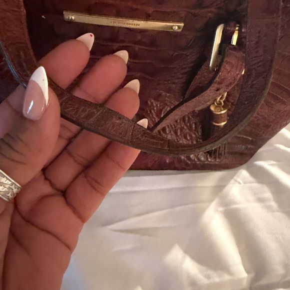 Brahmin Rich Brown Crocodile-Embossed Shoulder Bag - Picture 5 of 8